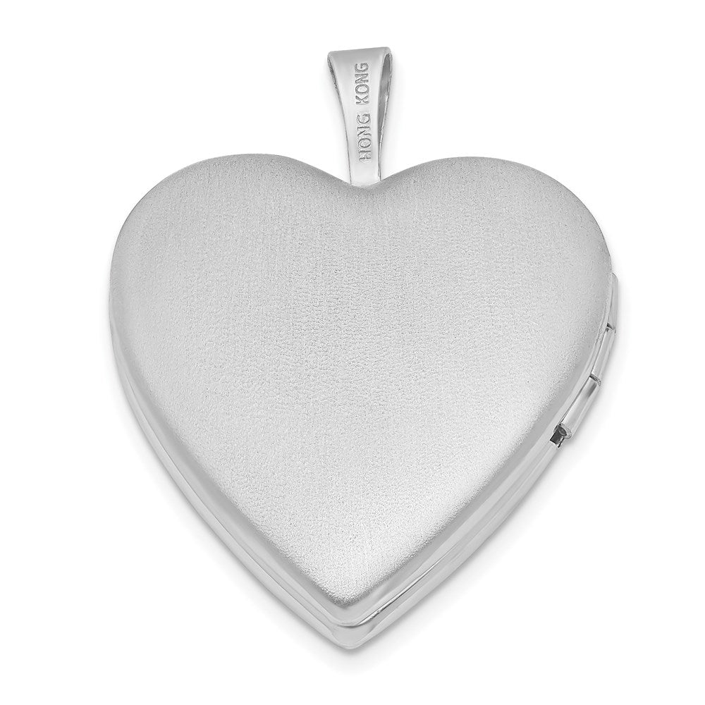SSP Sterling Silver 20mm Polished Pink Resin Cameo Flower Heart Locket