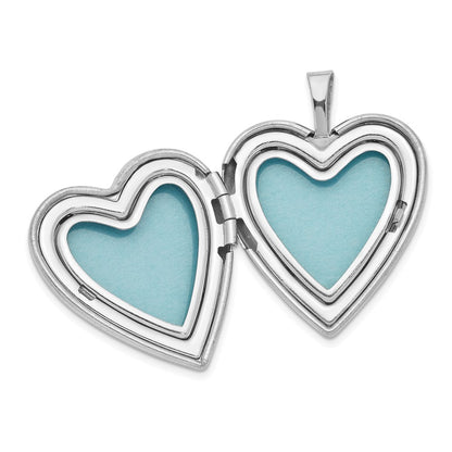 SSP Sterling Silver 20mm Polished Pink Resin Cameo Flower Heart Locket
