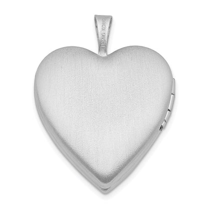 SSP Sterling Silver Rhod-pltd 21mm Satin/Polished Heart w/Wings Heart Locket