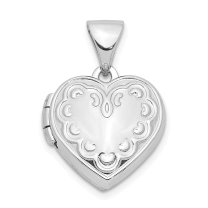 SSP Sterling Silver Rhodium-plated 13mm Heart Locket