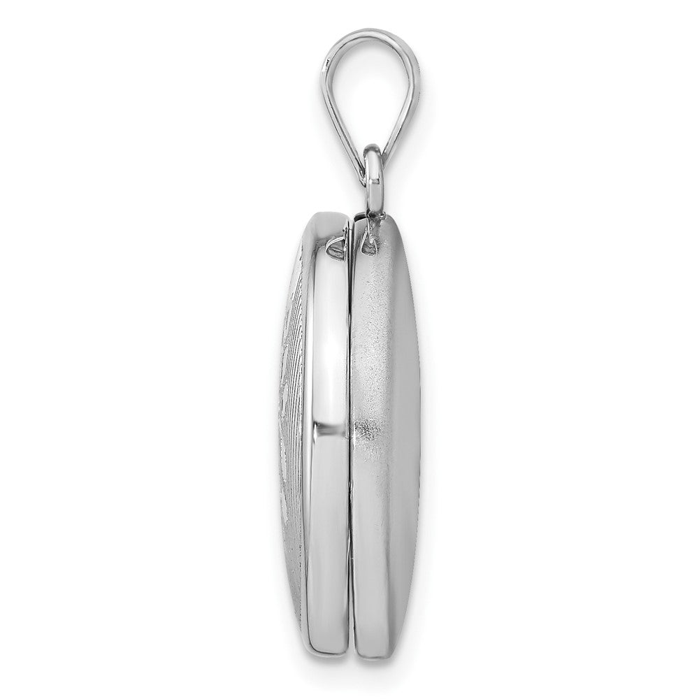 SSP Sterling Silver Rhodium-plated 20mm Grooved & Polished Tree Round Locket