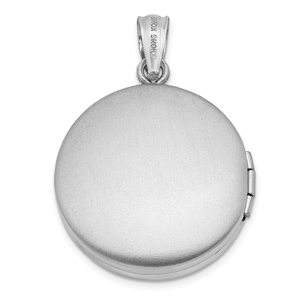 SSP Sterling Silver Rhodium-plated 20mm Grooved & Polished Tree Round Locket