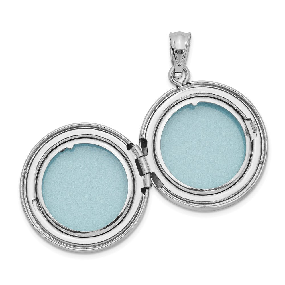 SSP Sterling Silver Rhodium-plated 20mm Grooved & Polished Tree Round Locket