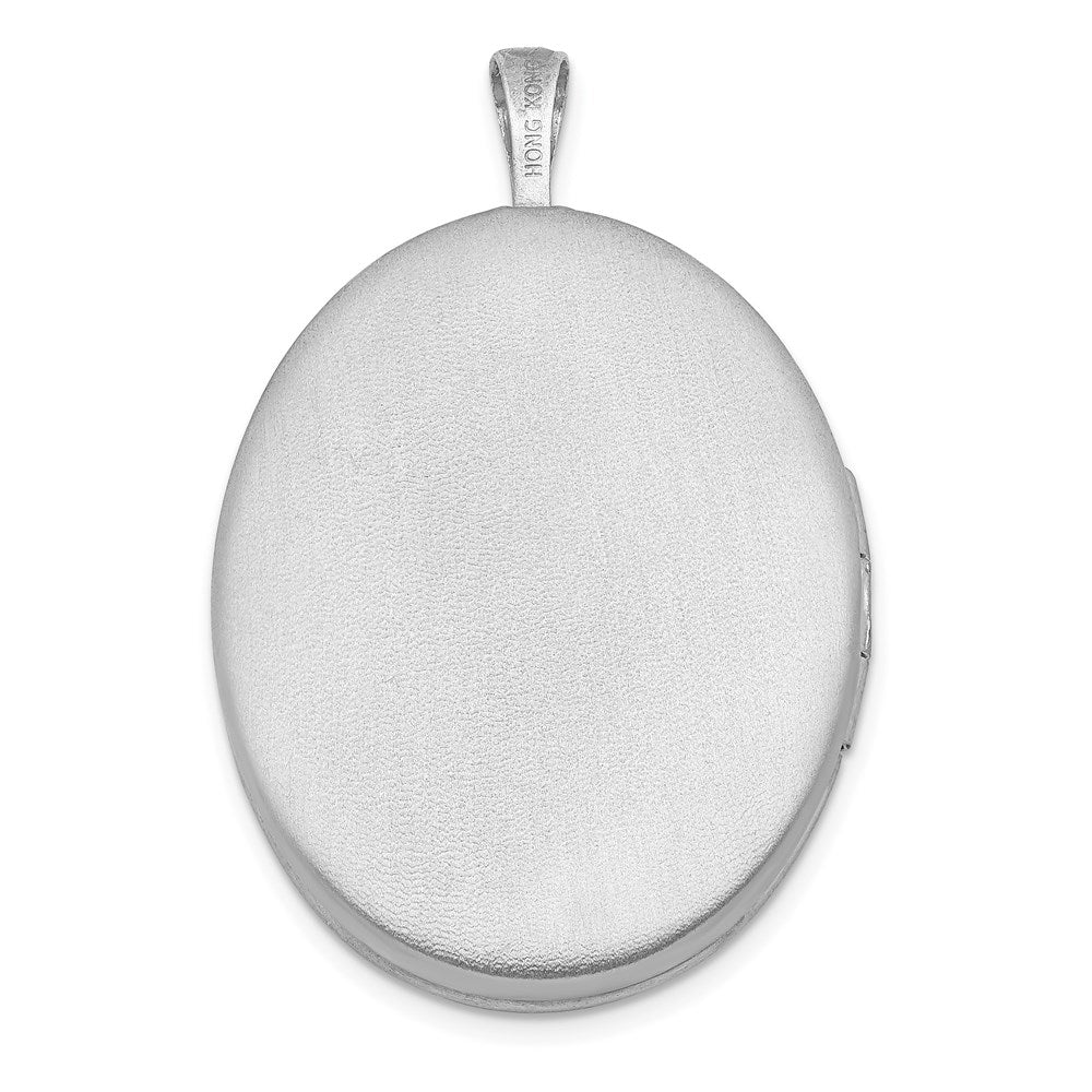 SSP Sterling Silver RH 26mm Satin/Polished Enameled Roses Mom Oval Locket