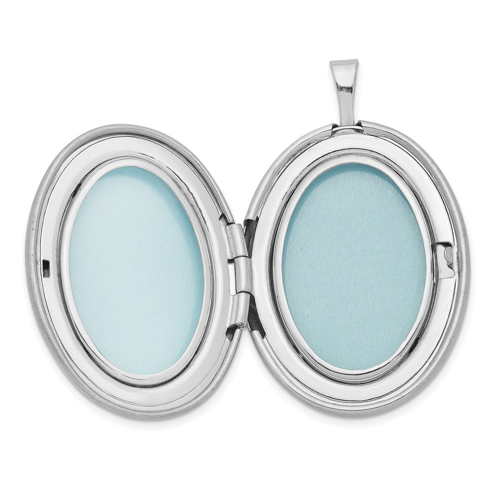 SSP Sterling Silver RH 26mm Satin/Polished Enameled Roses Mom Oval Locket