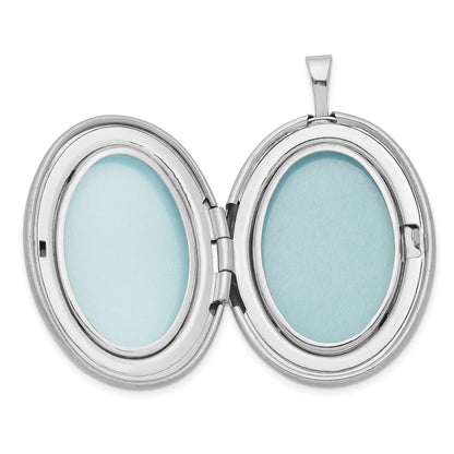 SSP Sterling Silver RH 26mm Satin/Polished Enameled Roses Mom Oval Locket