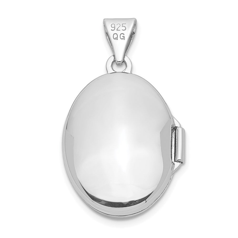 SSP Sterling Silver Rhodium-plated Polished 17mm Domed Oval Locket