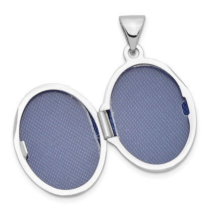 SSP Sterling Silver Rhodium-plated Polished 17mm Domed Oval Locket