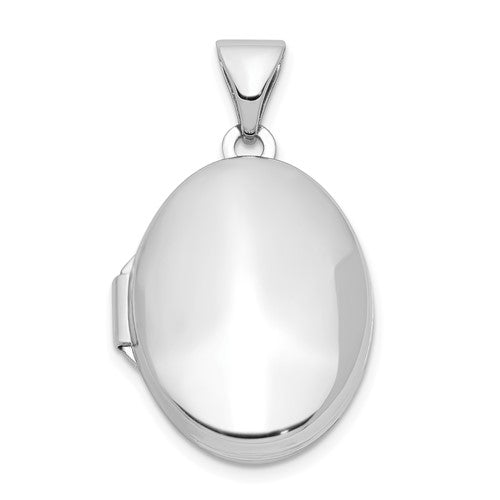 SSP Sterling Silver Rhodium-plated Polished 17mm Domed Oval Locket