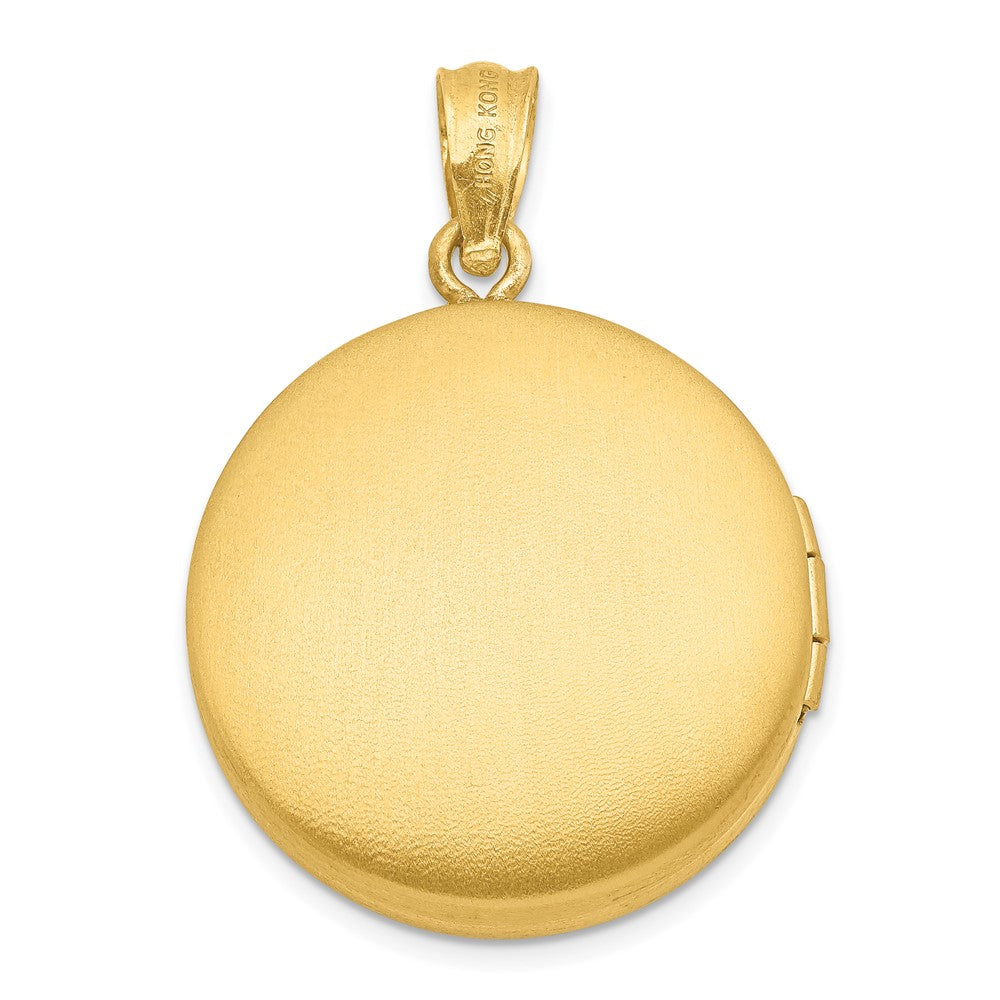 SSP Sterling Silver 20mm Gold-plated Satin/Polished Diamond Cross Locket