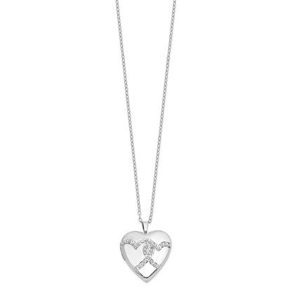DSS Diamond Fascination Diamond Mystique Sterling Silver Platinum-plated Diamond Double Heart Locket 18 Inch Necklace