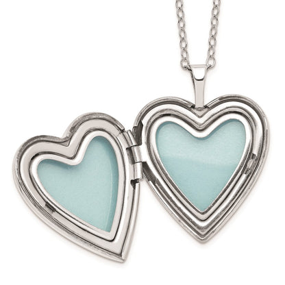 DSS Diamond Fascination Diamond Mystique Sterling Silver Platinum-plated Diamond Double Heart Locket 18 Inch Necklace