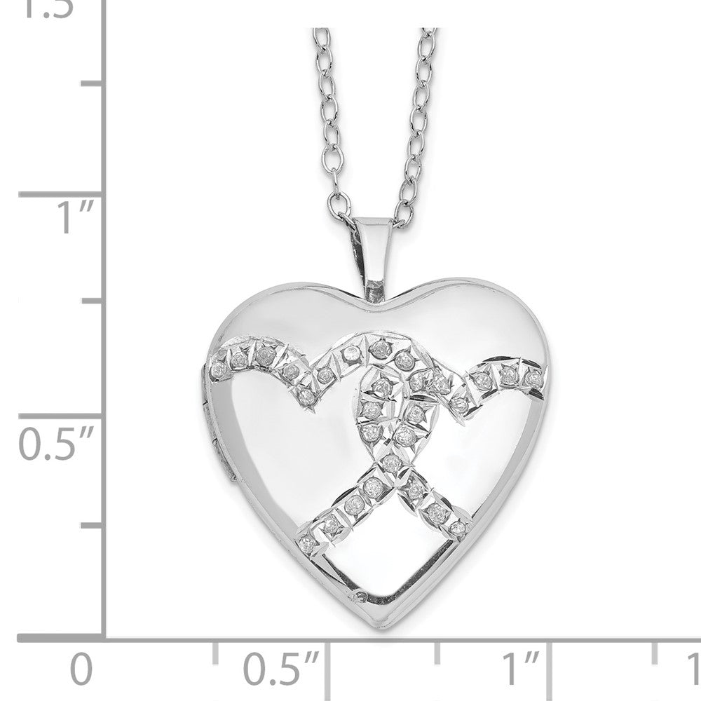 DSS Diamond Fascination Diamond Mystique Sterling Silver Platinum-plated Diamond Double Heart Locket 18 Inch Necklace