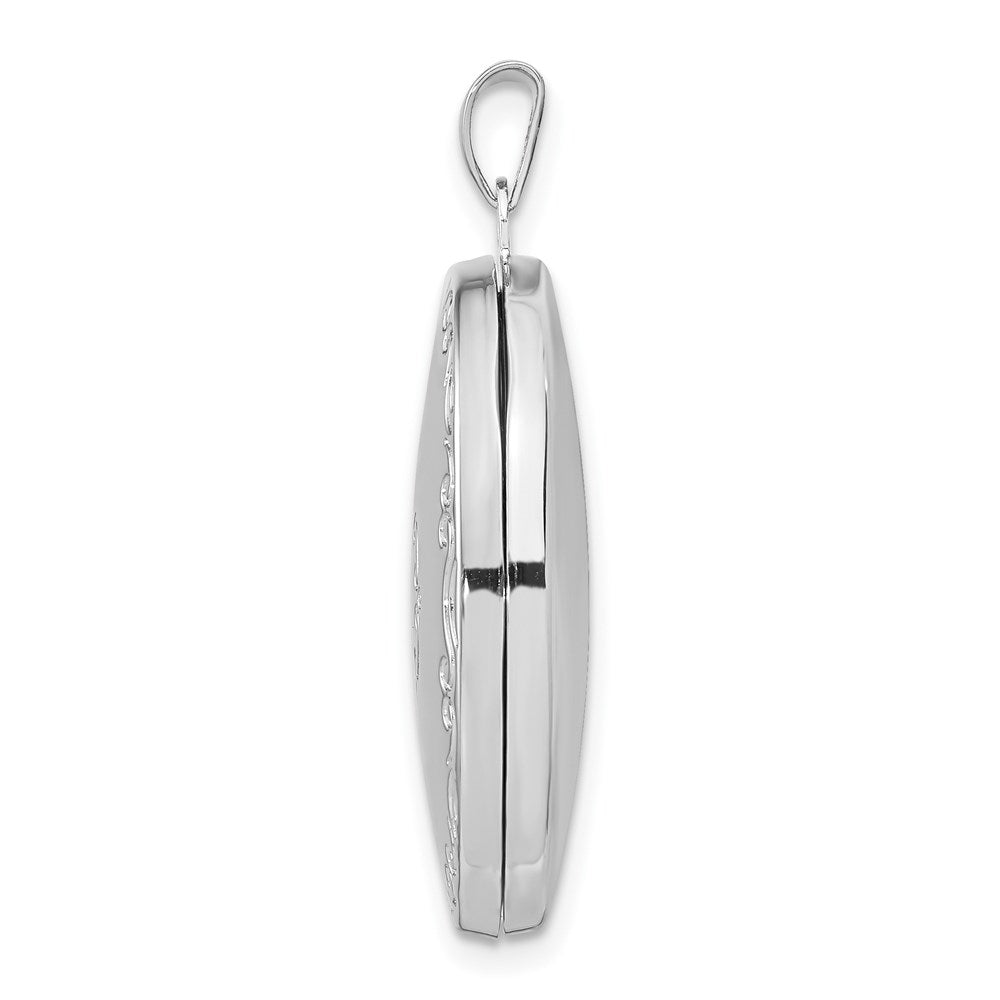 SSP Sterling Silver Rhodium-plated 29mm Fancy Oval Family Locket