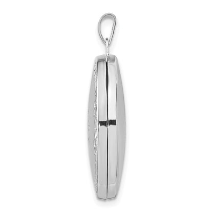 SSP Sterling Silver Rhodium-plated 29mm Fancy Oval Family Locket