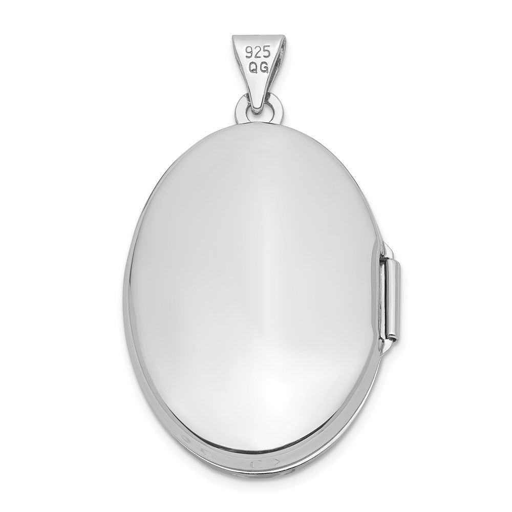 SSP Sterling Silver Rhodium-plated 29mm Fancy Oval Family Locket