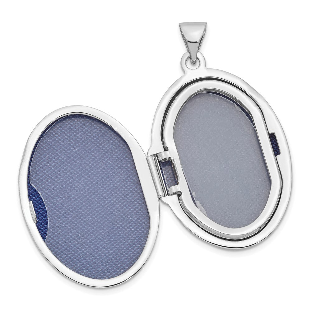 SSP Sterling Silver Rhodium-plated 29mm Fancy Oval Family Locket