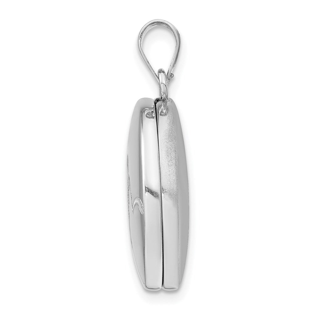 SSP Sterling Silver Rhodium-plated 20mm Polished Hearts Round Locket