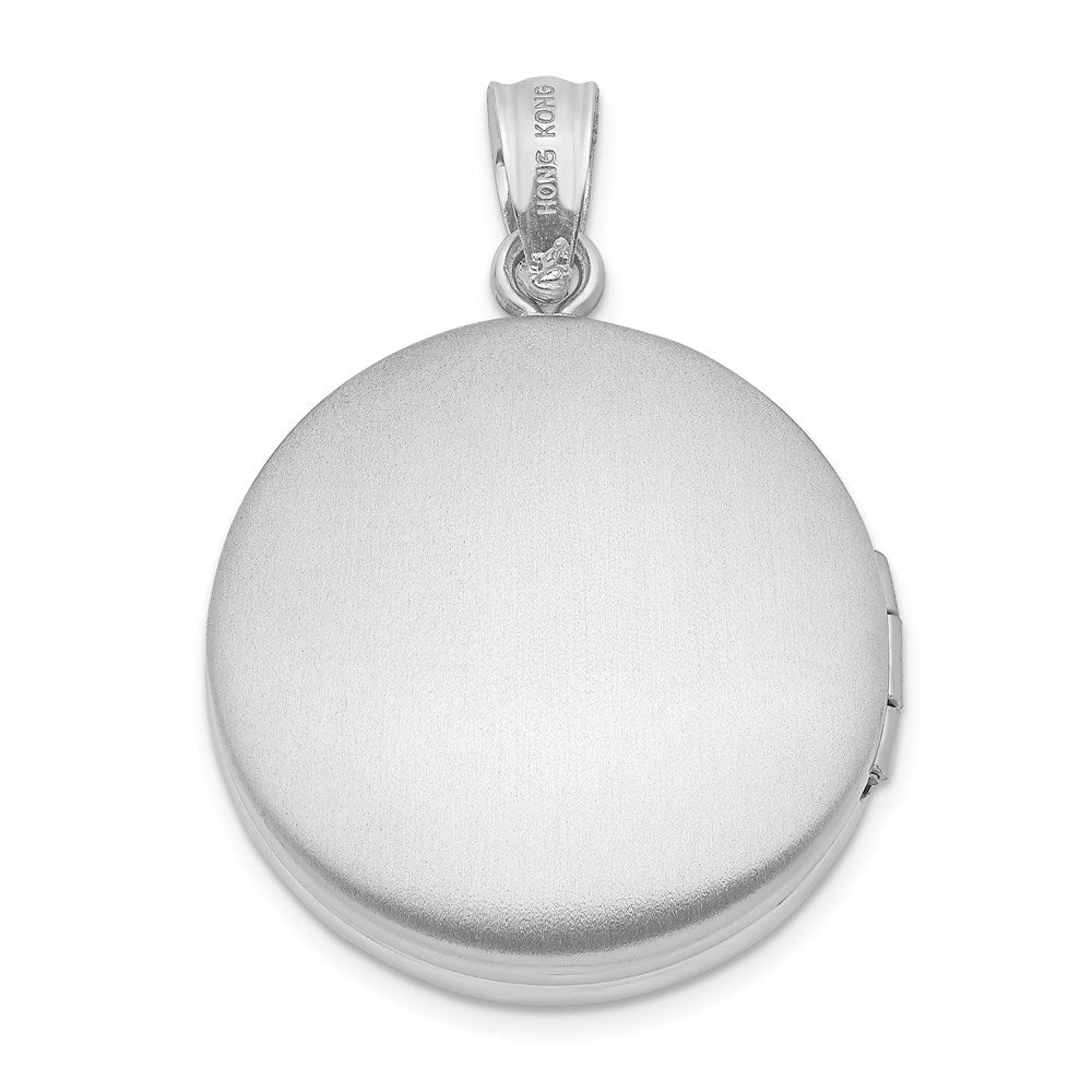 SSP Sterling Silver Rhodium-plated 20mm Polished Hearts Round Locket