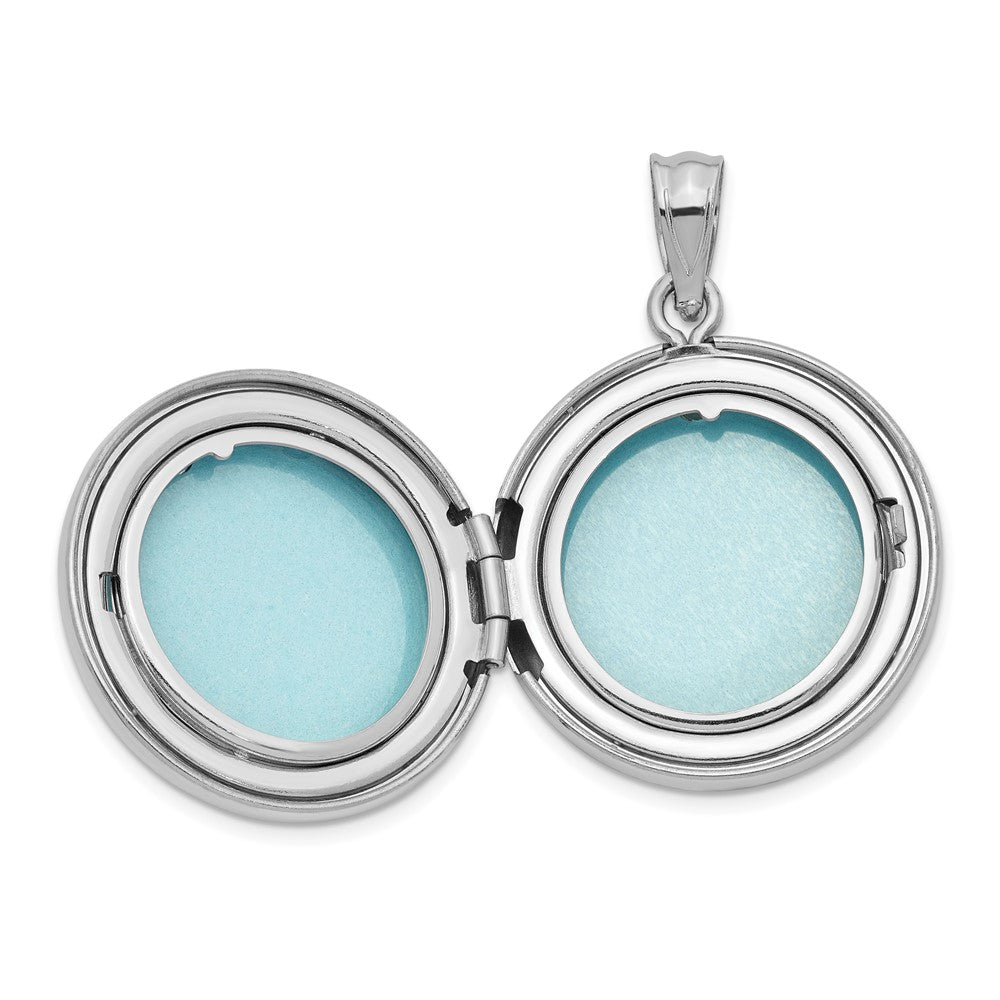 DSS Sterling Silver Rhodium-plated 20mm Diamond Polished Round Locket