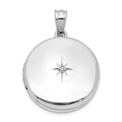 DSS Sterling Silver Rhodium-plated 20mm Diamond Polished Round Locket