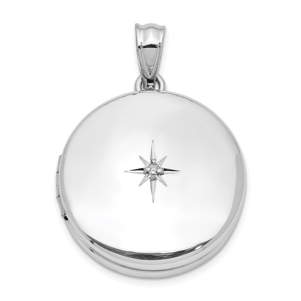 DSS Sterling Silver Rhodium-plated 20mm Diamond Polished Round Locket