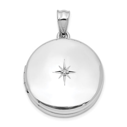 DSS Sterling Silver Rhodium-plated 20mm Diamond Polished Round Locket