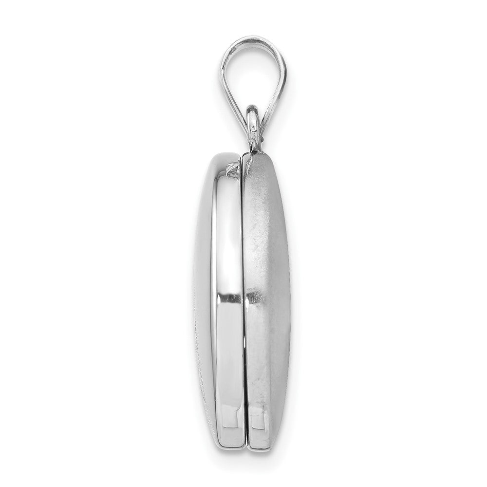 SSP Sterling Silver Rhodium-plated 20mm Polished Scrolled Round Locket