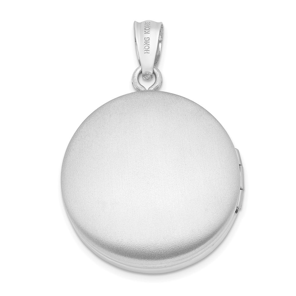 SSP Sterling Silver Rhodium-plated 20mm Polished Scrolled Round Locket