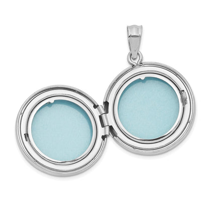 SSP Sterling Silver Rhodium-plated 20mm Polished Scrolled Round Locket