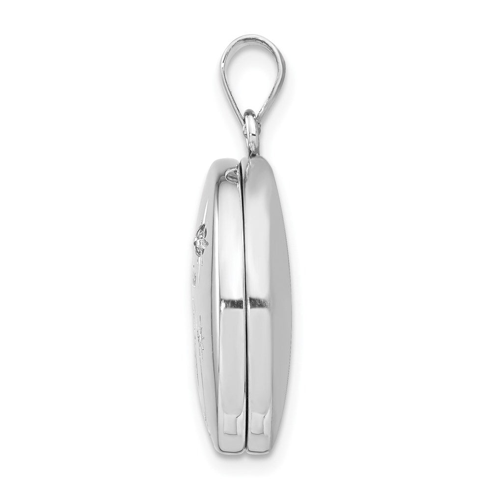 SSP Sterling Silver Rh-pltd 20mm Diamond LOVE TO THE MOON Round Locket