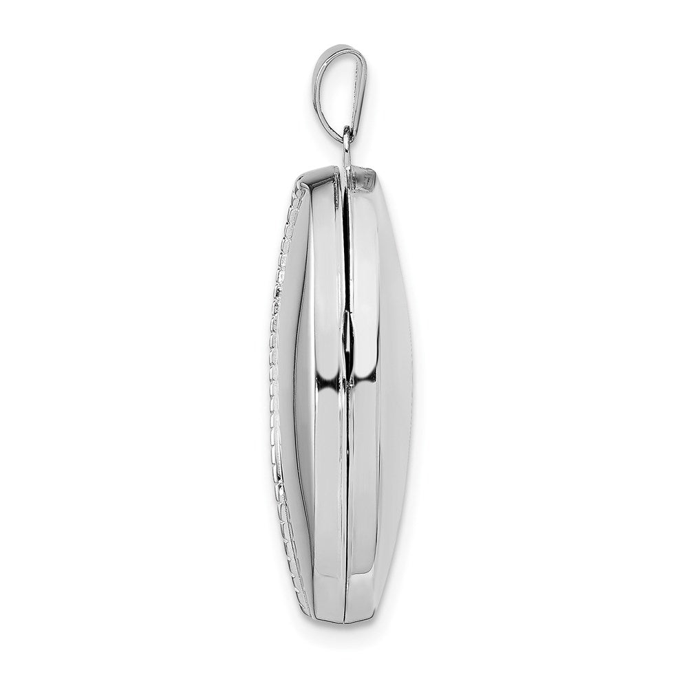 SSP Sterling Silver Rhodium-plated 26mm Scroll Oval Locket
