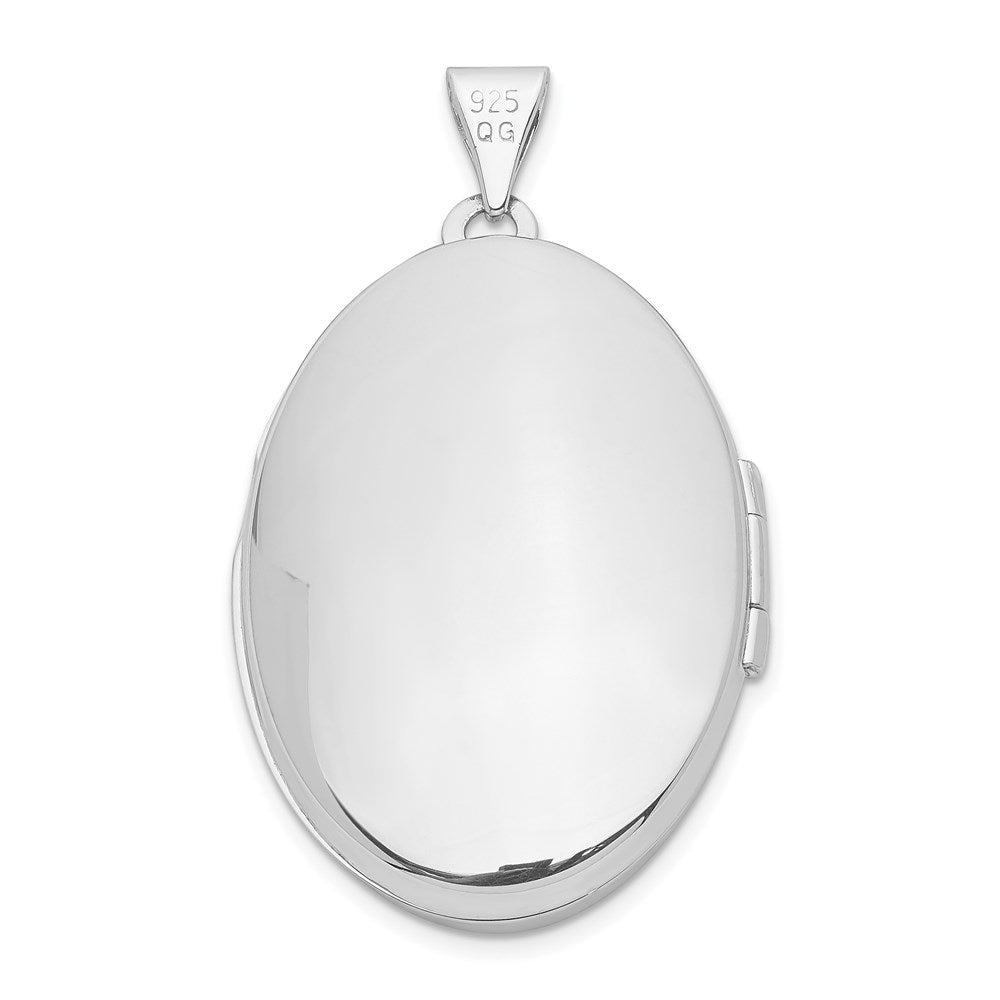 SSP Sterling Silver Rhodium-plated 26mm Scroll Oval Locket