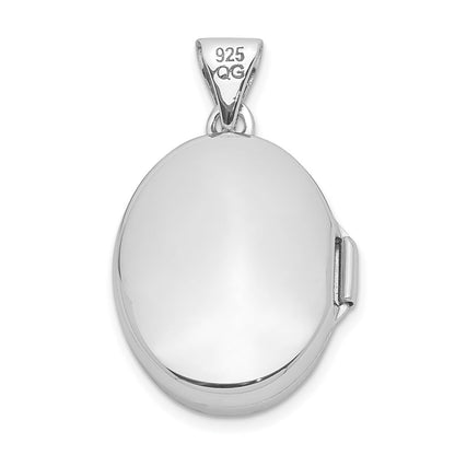 SSP Sterling Silver Rhodium-plated 17mm Scrolled Oval Locket