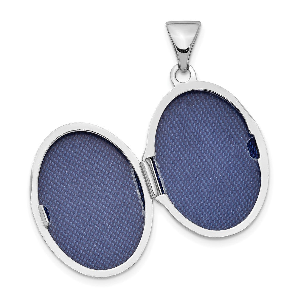 SSP Sterling Silver Rhodium-plated 17mm Scrolled Oval Locket