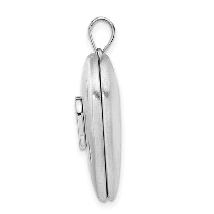 SSCZ Sterling Silver Rhodium-plated Satin Diamond & Vibrant CZ Heart Locket