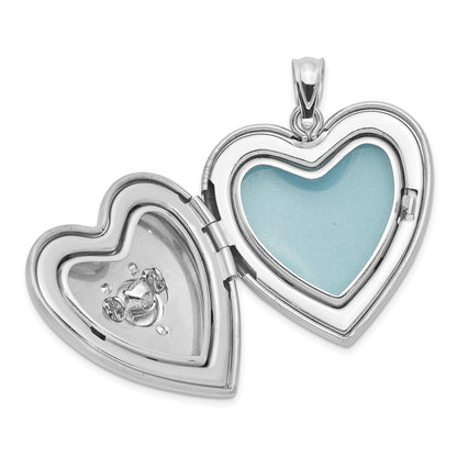SSCZ Sterling Silver Rhodium-plated Satin Diamond & Vibrant CZ Heart Locket