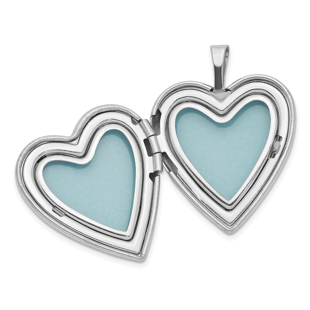 SSP Sterling Silver Rhodium-plated Satin & Polished XO Heart Locket