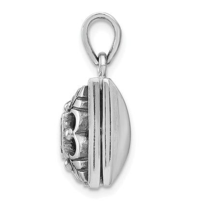 GSS Sterling Silver Rhod-plated Polished/Antiqued Garnet Square 16mm Locket