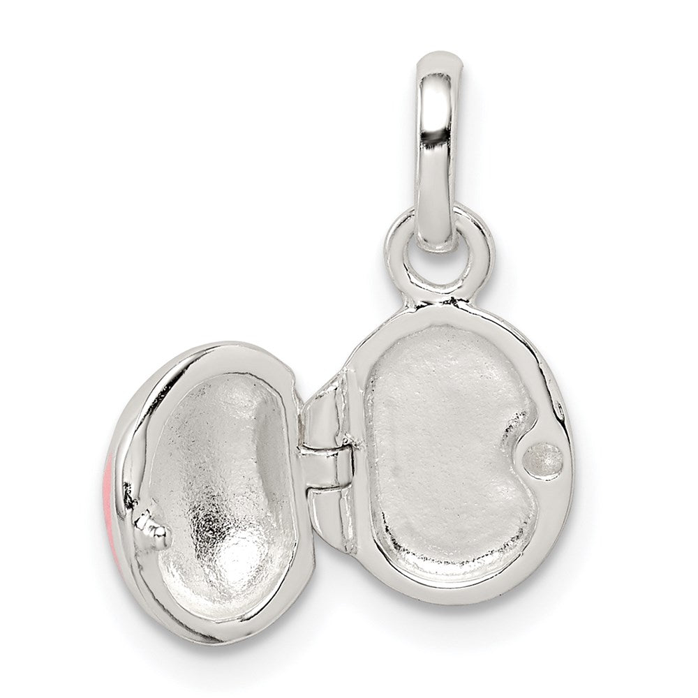 SSP Sterling Silver Pink & Black Enamel Ladybug Locket Children's Pendant
