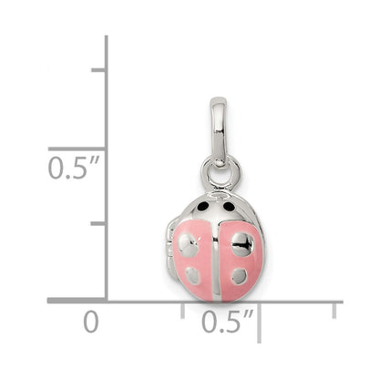 SSP Sterling Silver Pink & Black Enamel Ladybug Locket Children's Pendant