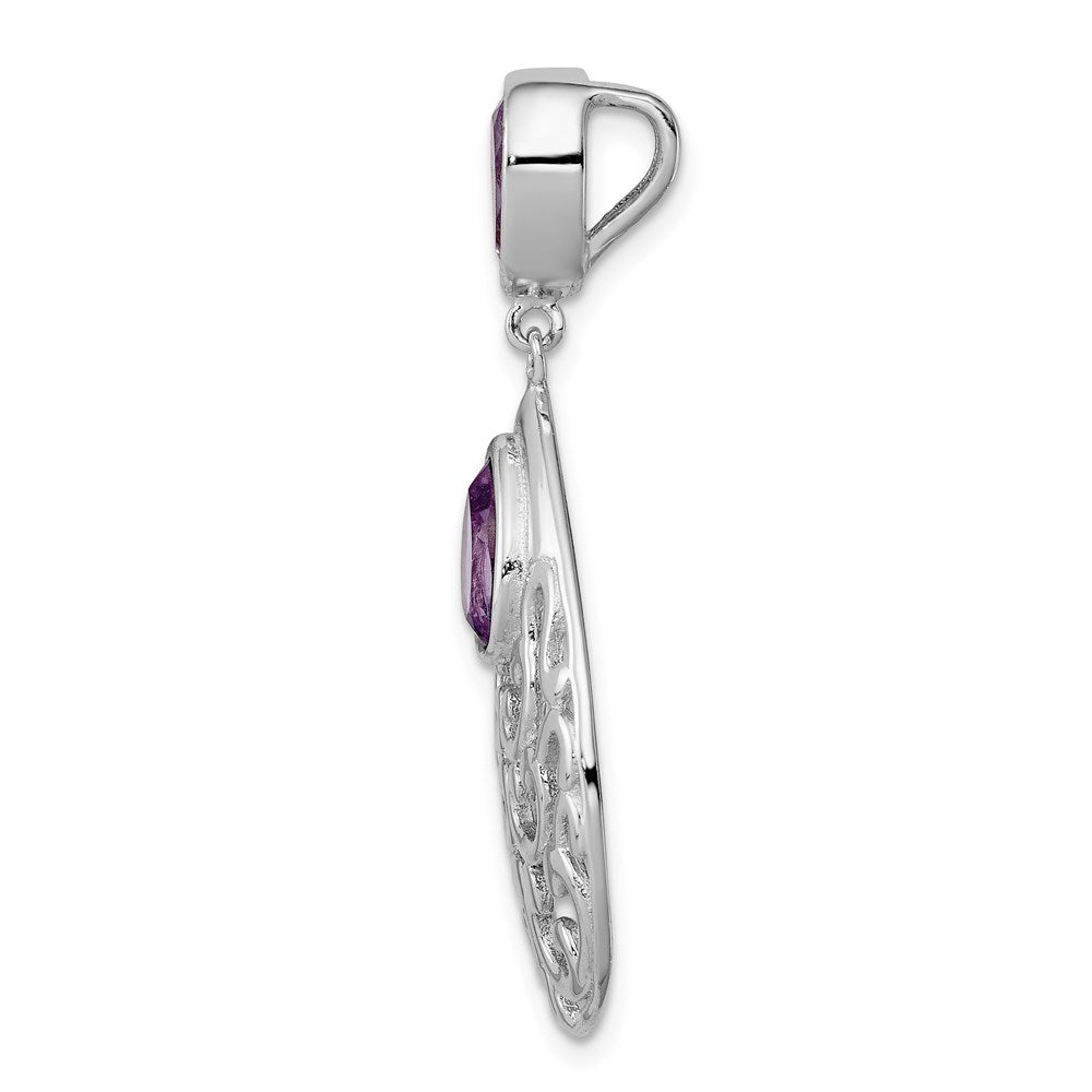 GSSP Sterling Silver Rhodium-plated Polished Amethyst Pendant