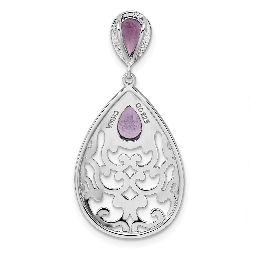 GSSP Sterling Silver Rhodium-plated Polished Amethyst Pendant