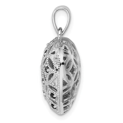 GSS Sterling Silver Rhodium-plated w/Garnet Heart Pendant
