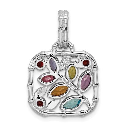 GSSP Sterling Silver Rhodium-plated Multi Gemstone Pendant
