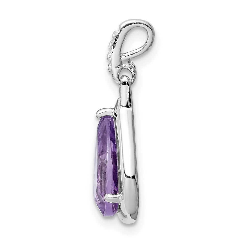 GSS Sterling Silver Rhodium-plated Amethyst Teardrop Pendant