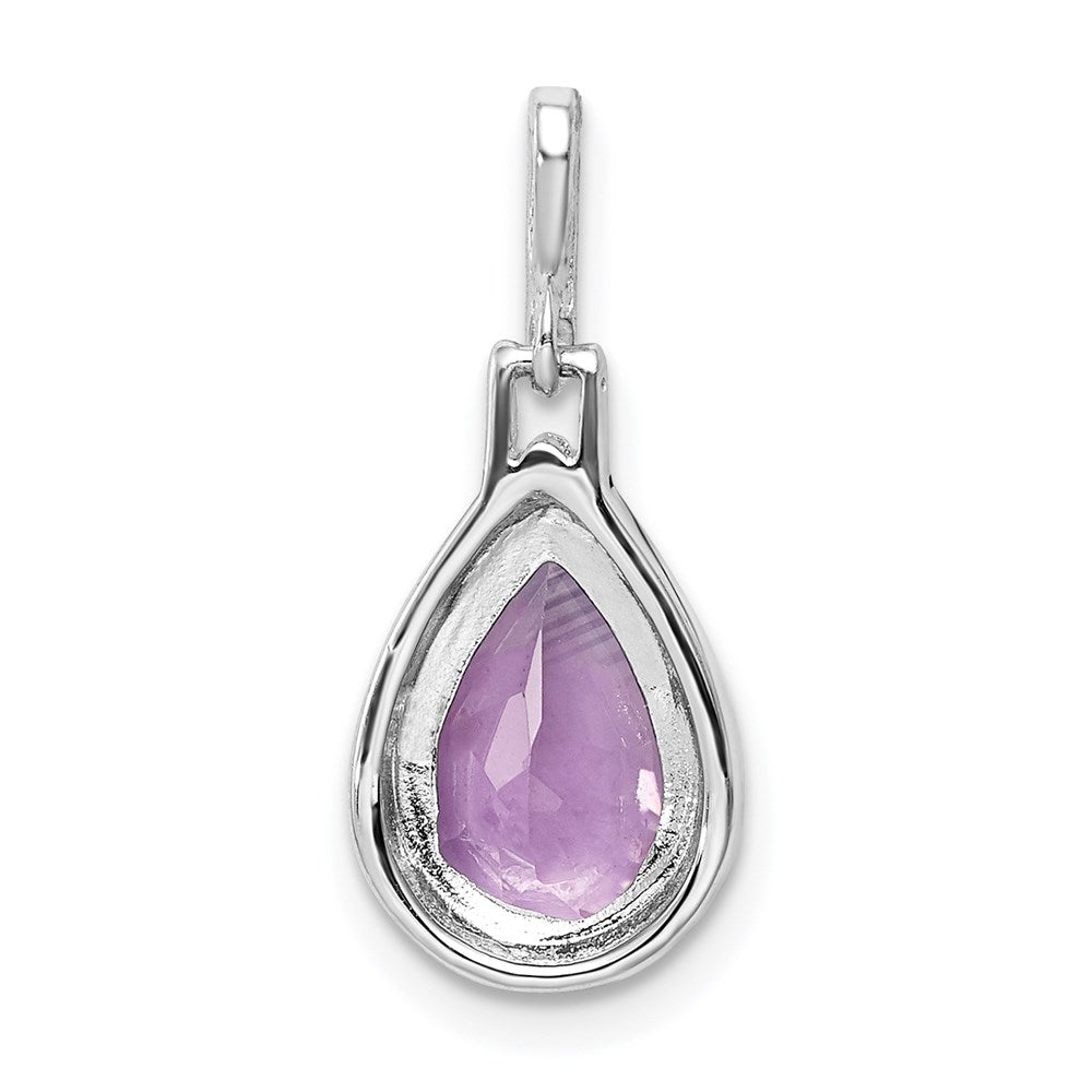 GSS Sterling Silver Rhodium-plated Amethyst Teardrop Pendant