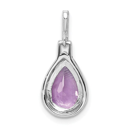 GSS Sterling Silver Rhodium-plated Amethyst Teardrop Pendant