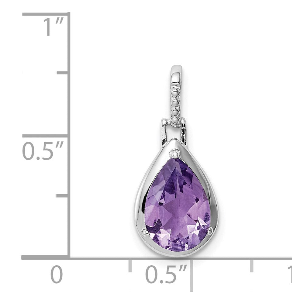 GSS Sterling Silver Rhodium-plated Amethyst Teardrop Pendant