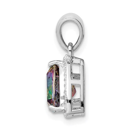 GSS Sterling Silver Rhod-plated Trillion Mystic Fire/White Topaz Pendant